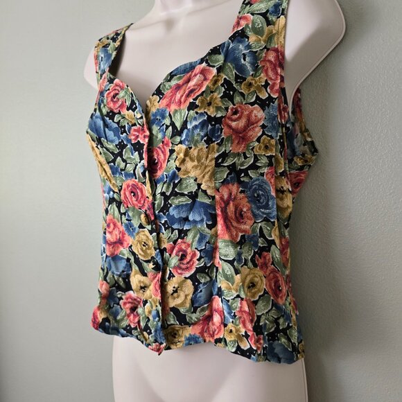 Vintage Rampage Floral Button Up Corset Tank Blouse - Picture 4 of 7